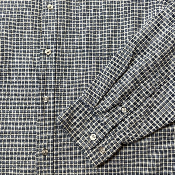 HAGGAR HERITAGE COLLECTION Men's Long Sleeve Dress Shirt, size Large, Blue Check - Picture 4 of 10